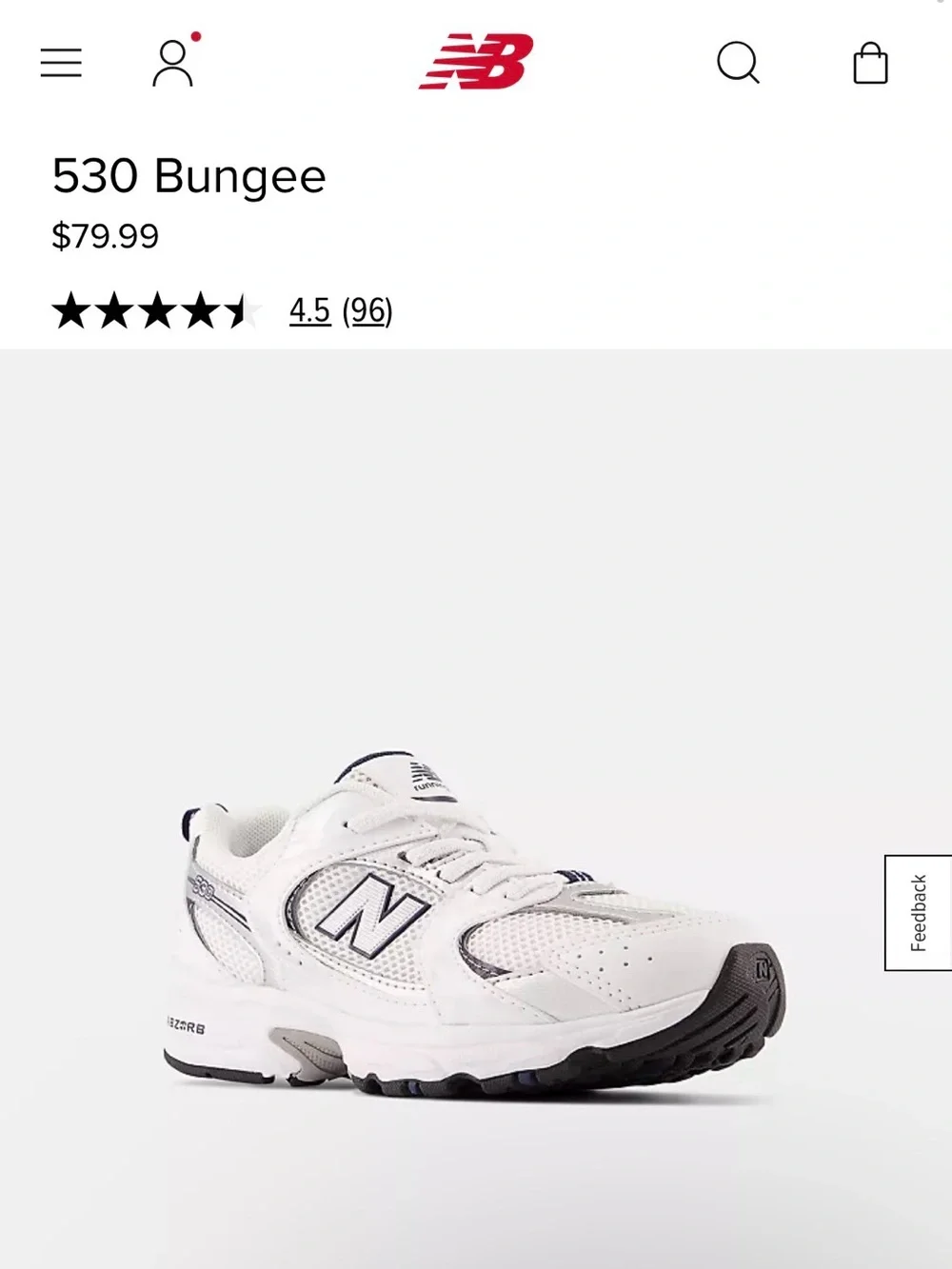 New Balance White/Silver kid’s 530 Bungee Running Shoes